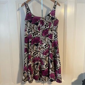 Nine West Fit & Flare Sleeveless Floral Abstract Dress Size 14